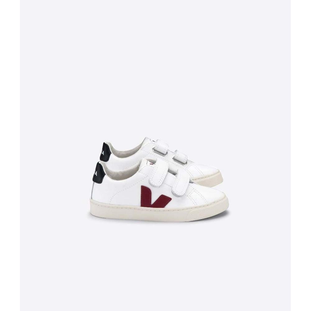 Veja ESPLAR LEATHER Kids\' Sneakers White/Black/Red | NZ 819MQZ